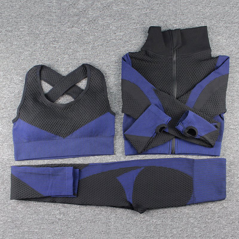 Seamless Jacket+Sports Bra+Leggings 3 pieces Sets - Image 4