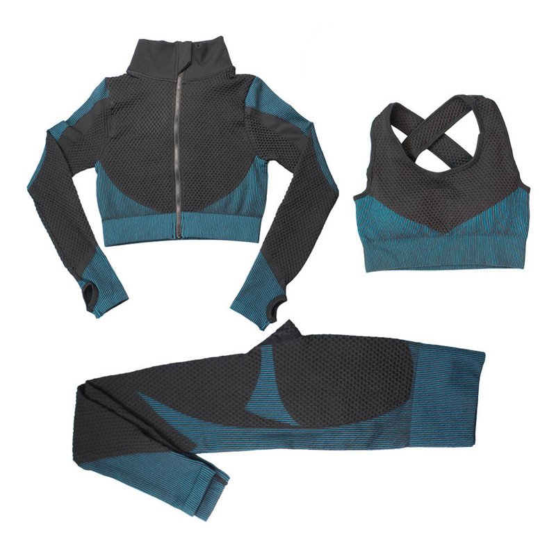 Seamless Jacket+Sports Bra+Leggings 3 pieces Sets - Image 5