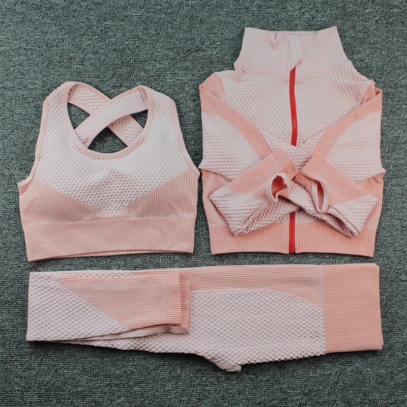 Seamless Jacket+Sports Bra+Leggings 3 pieces Sets - Image 8