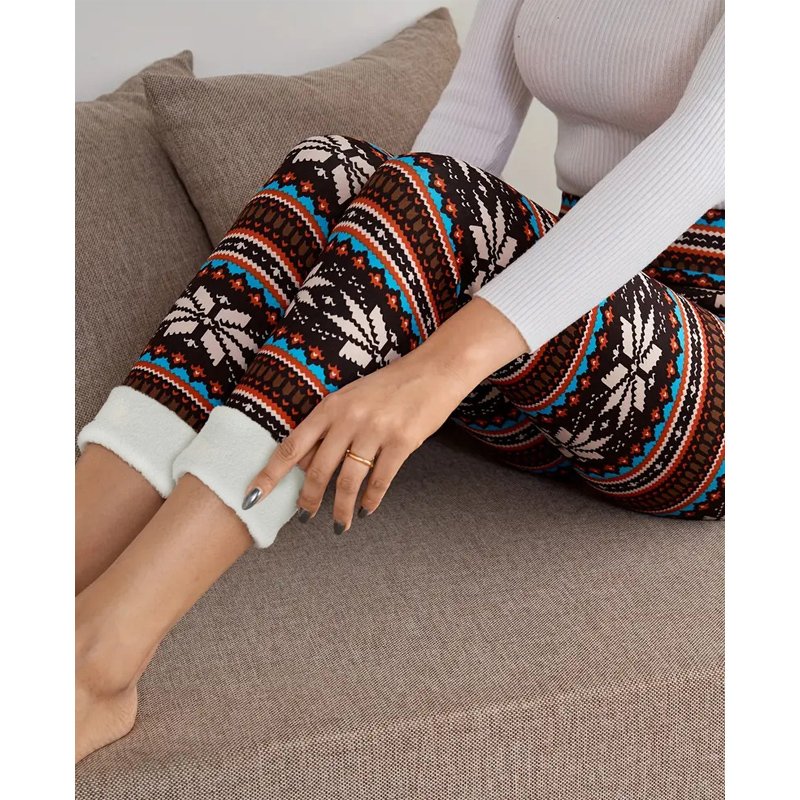 Lining Brushed Printed Warm Leggings - Image 3