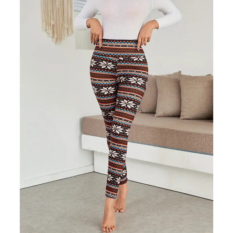 Lining Brushed Printed Warm Leggings