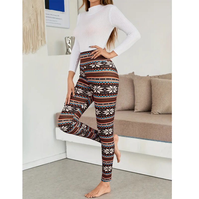 Lining Brushed Printed Warm Leggings - Image 4