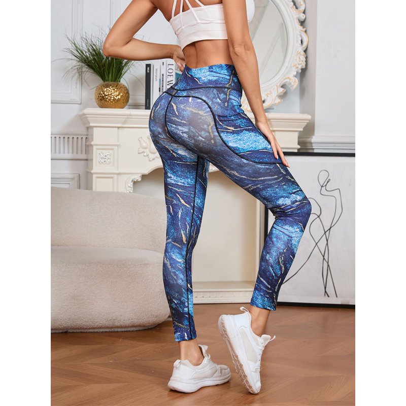High Elastic Printed Leggings With Pockets - Image 5
