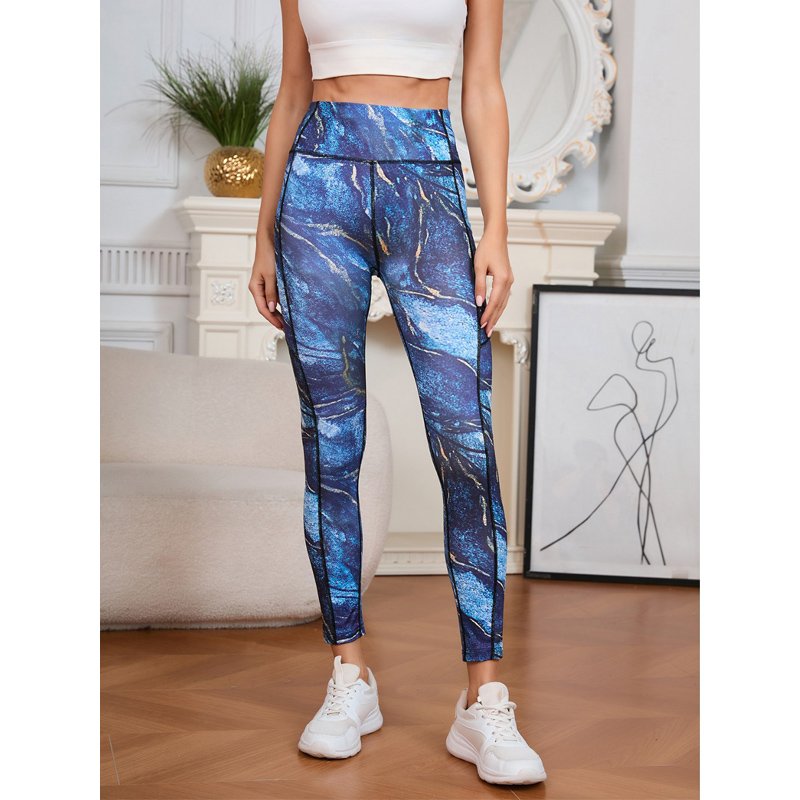 High Elastic Printed Leggings With Pockets - Image 3