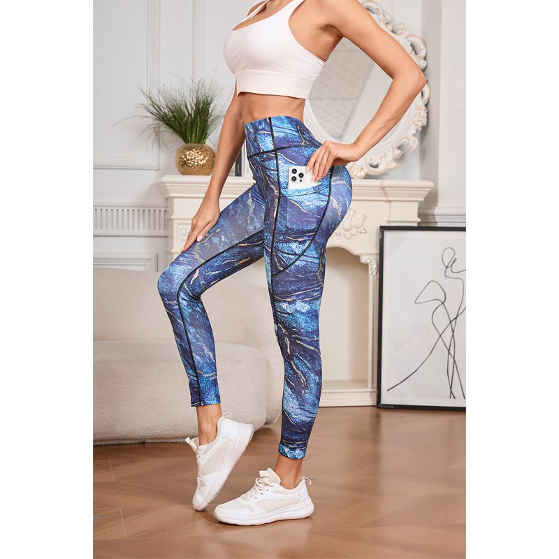 High Elastic Printed Leggings With Pockets - Image 2