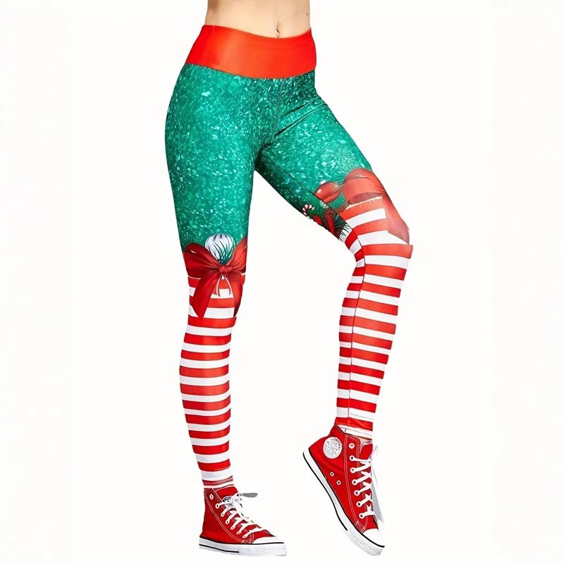 All-over Christmas Printing Fitness Leggings - Image 3