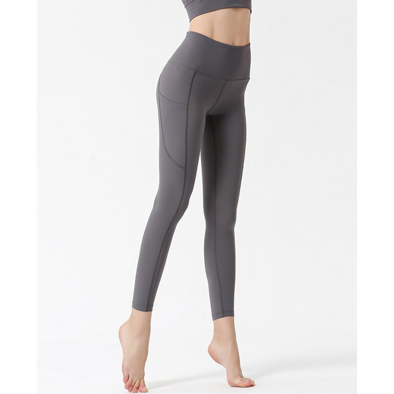 Solid Color Fitness Leggings With Pockets - Image 3