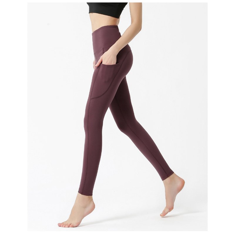 Solid Color Fitness Leggings With Pockets - Image 5