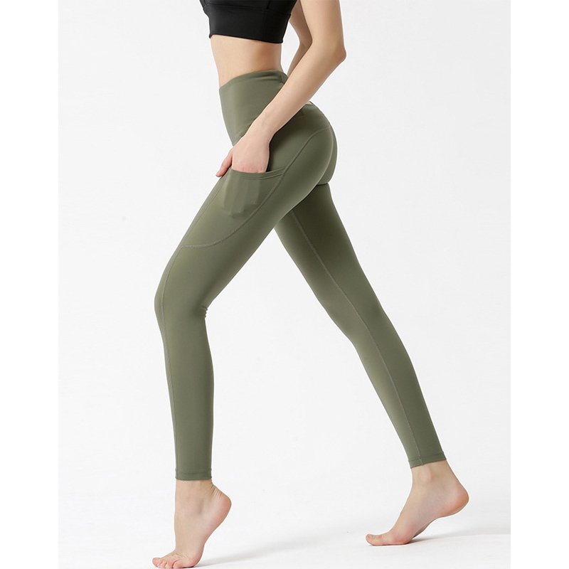Solid Color Fitness Leggings With Pockets - Image 7