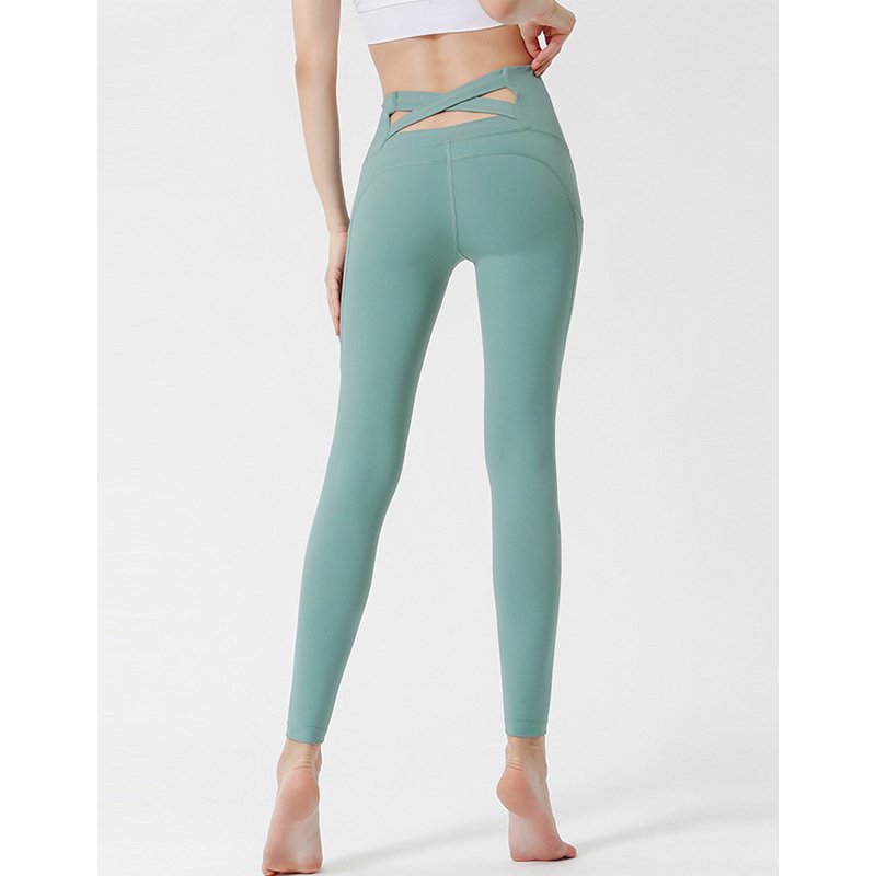 Solid Color Fitness Leggings With Pockets - Image 2