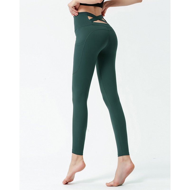 Solid Color Fitness Leggings With Pockets - Image 8