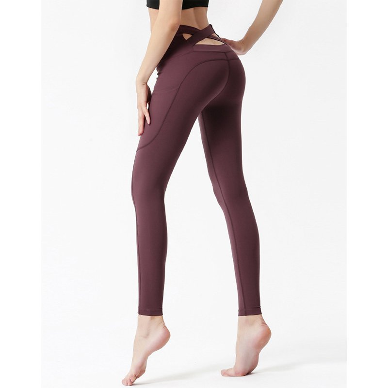 Solid Color Fitness Leggings With Pockets - Image 6