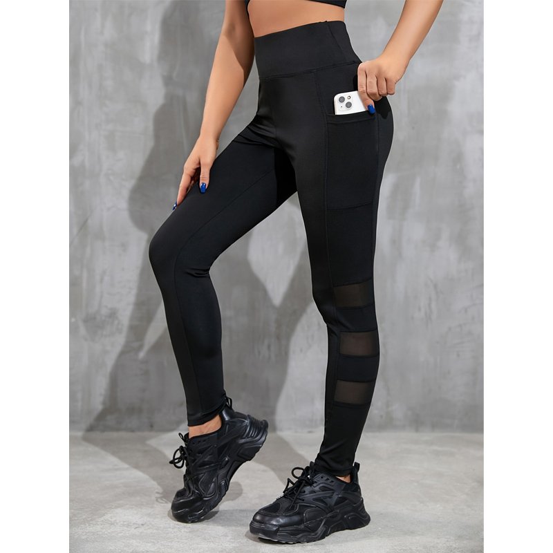 Multi Mesh Panels Gym Leggings With Pockets - Image 9